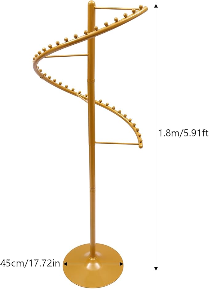 YIYIBYUS Rotating Clothing Rack, 38 Ball Heavy Duty Garment Rack, Standing Iron clothes Hanging Rack Freestanding Hanger For Boutique Display Bedroom Space Saving (Gold)