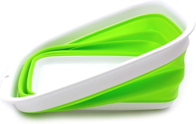 SAMMART 7.7L (2 Gallon) Collapsible Tub - Foldable Dishpan, Kitchen Sink for Camping - Indoor Outdoor Portable Washing Basin - Space Saving Plastic Washtub (Green, S)