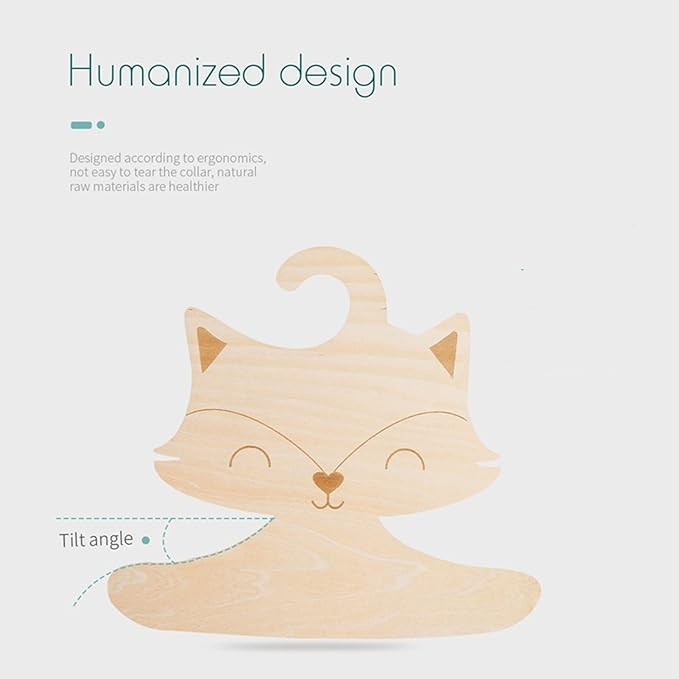 Erice Baby Hangers, 5 Pack Wooden Kids Hanger, Cute Fox Shape, 9 Inch Wood Children Hangers,Creative Coat Hanger for Clothes Suit, Dress, Camisole, Jacket, Pants (5)