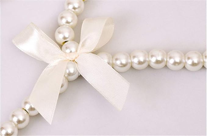 Pack of 5 Pearl Clothes Pants Hangers Bowknot Beaded Wedding Home Shop Clothes Rack 1#