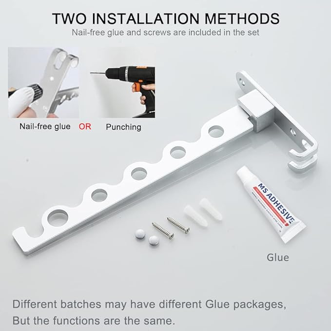 Small Wall Clothes Rail, Aluminium Foldable Drying Rack Hook 90° Rotation Coat Hanger for Laundry Bathroom Balcony (1ps Silver Fixed Seat)