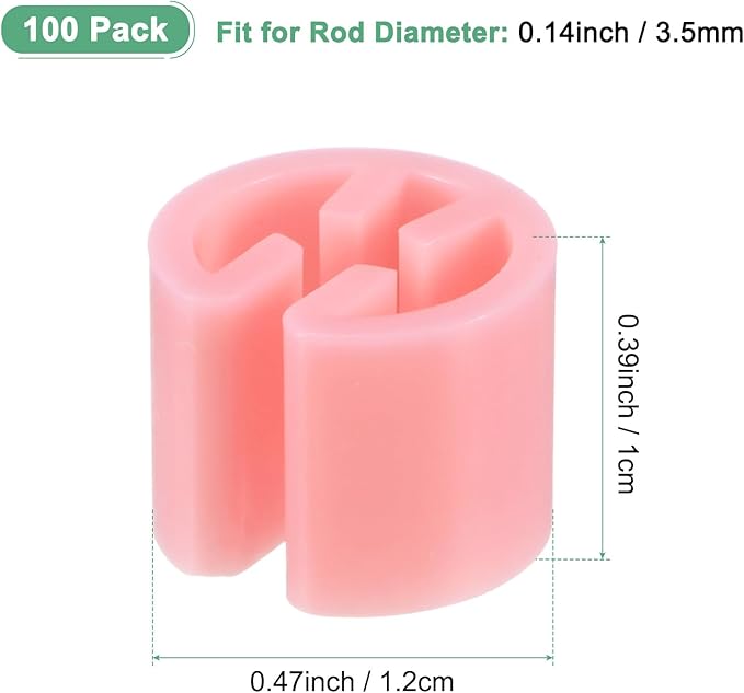 100-Pack Clothes Hanger Markers Blank, Plastic Garment Color Coded Size Clips Fit 3.5mm Rod for Clothing/Wire Hangers, Colored Coding Marker [Light Pink]