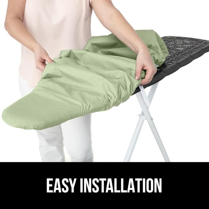 GORILLA GRIP The Original Ironing Board Cover and Pad, Silicone Coating, Thick Scorch Resistant Padding, Heavy Duty Iron Covers Standard Boards, Hook and Loop Fastener Strap, Sage, 15x54