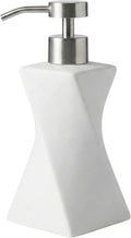 Modern White Hand Soap Dispenser with Stainless Steel Pump for Bathroom Countertop, Dish Soap Dispenser for Kitchen Sink, Contemporary Art Style, Matte Finish, 8.5oz (Arctic White)