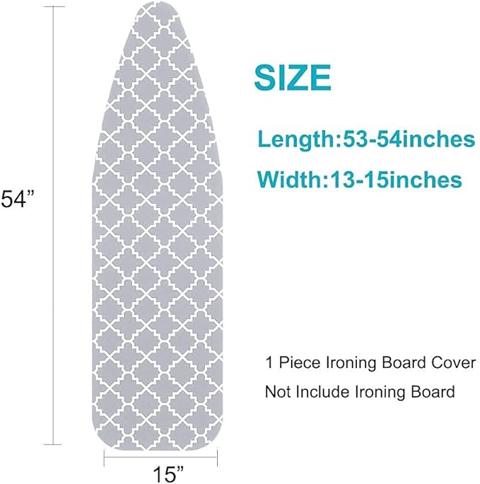 Ironing Board Cover and Pad Standard Size 15"x54", Resists Scorching and Staining with Elastic Edge Heavy Duty Extra Thick Ironing Padding Cotton Ironing Board Covers