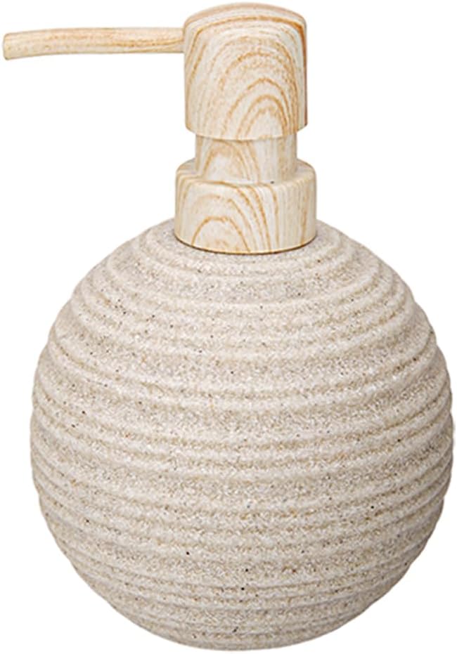 1pcs Hand Soap Dispenser Set, Sandstone Textured Resin Liquid Soap Dispenser for Bathroom Countertop, Heavy & Sturdy Dish Wash Soap Dispenser for Kitchen, Matte Beige