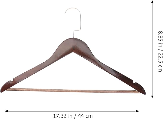 Unomor Solid Wood Coat Rack with Hook 17.32 Inch Clothes Hanger for Jackets Dresses Sweaters and Trousers - Non-Slip Support to Prevent Wrinkles and Sagging