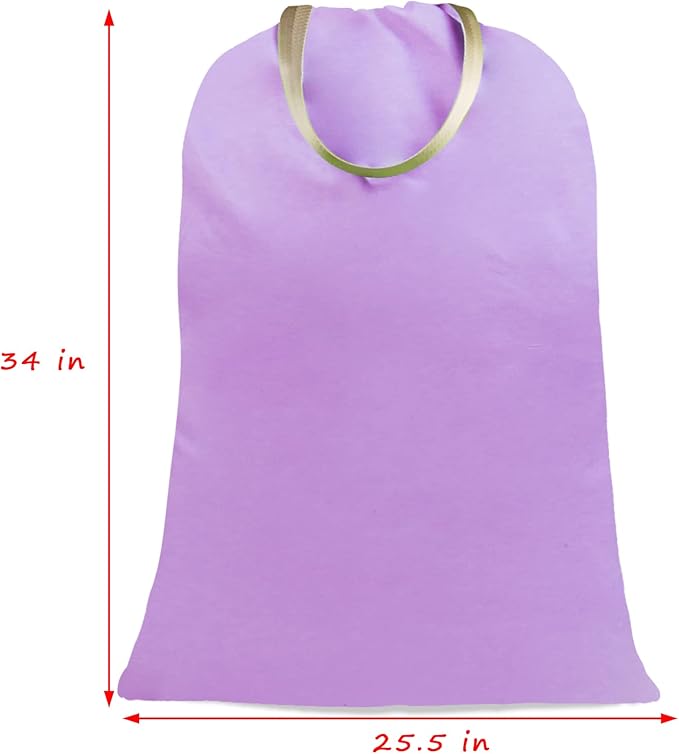 Sanlykate Large Canvas Cotton Laundry Bag with Drawstring & Handles, Heavy Duty Durable Dirty Clothes Organizer, Tear Resistant Hamper Liner Storage Bag, Travel Sack, 25.5 x 34inch - Purple
