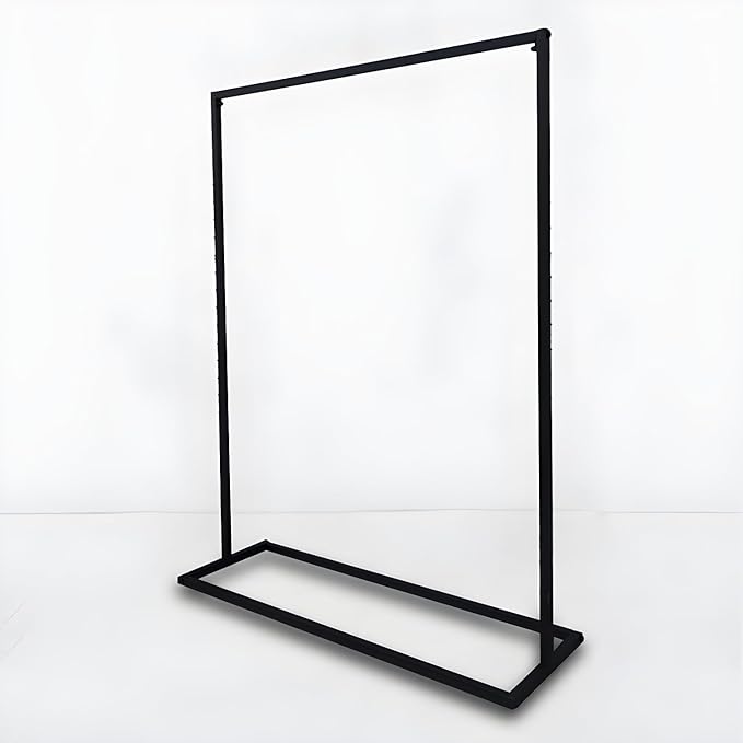 LITFAD Contemporary Metal Hall Tree Hang Garment Lever Hall Stand Free Standing Clothes Hanger Clothing Store Coat Rack in Black - 39.5" L x 16" W x 71" H Single Clothing Rod