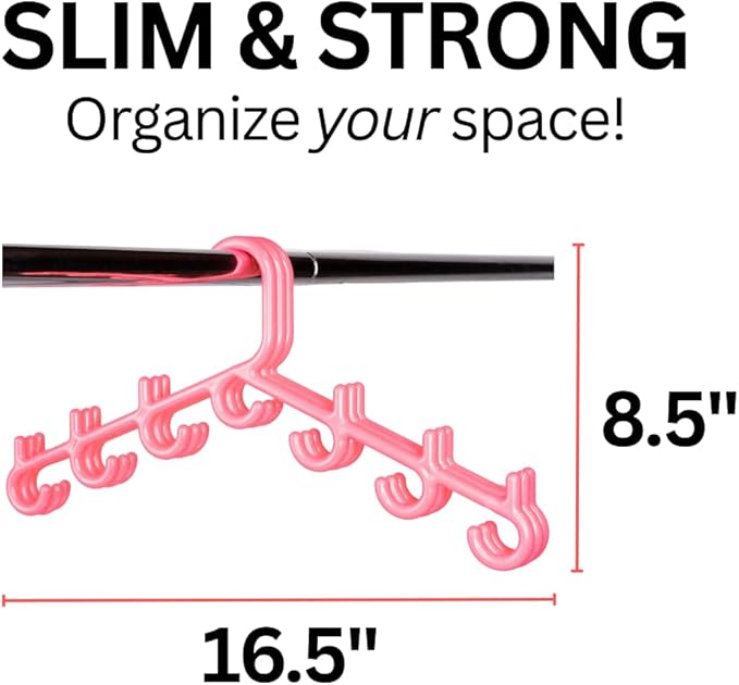 Made in USA Multi-Use Hanger for Bras, Lingerie, Hats & Scarves 5-Pack | Patented Closet Organizer | 7-Hook Space Saver for Underwear, Ties, Belts | No Clips, Lightweight Design