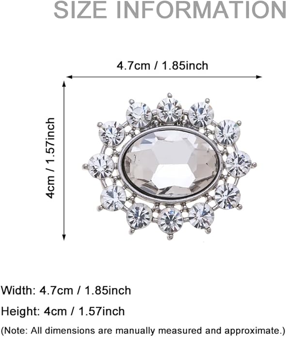 Ruihfas 2Pcs Sparkly Removable Oval Egg Shape Crystal Shoe Clips Accessories for Women Bride Wedding Prom Party Shoes Decoration