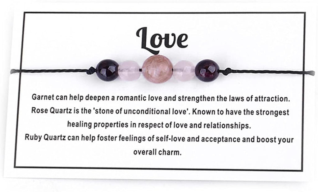 Caiyao Chakra Crystal Tiger Eye Bead Bracelet with Wish Card for Women Adjustable Spiritual Stone Braide String Bracelet Yoga Meditation Jewelry Gift