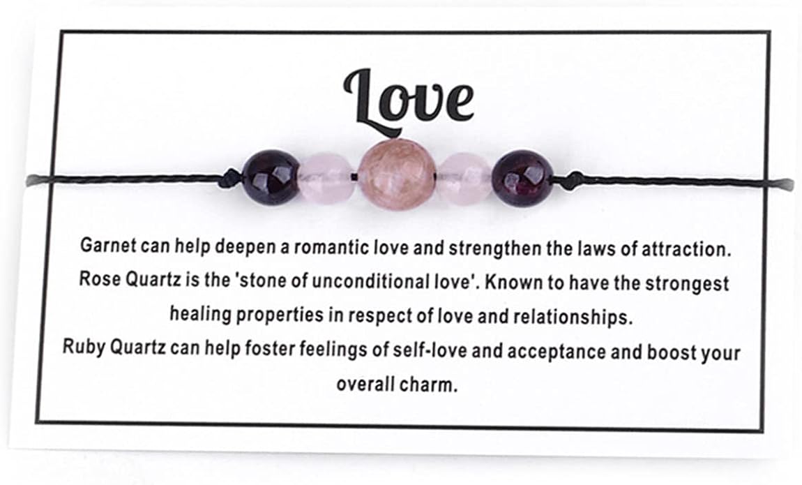 Caiyao Chakra Crystal Tiger Eye Bead Bracelet with Wish Card for Women Adjustable Spiritual Stone Braide String Bracelet Yoga Meditation Jewelry Gift