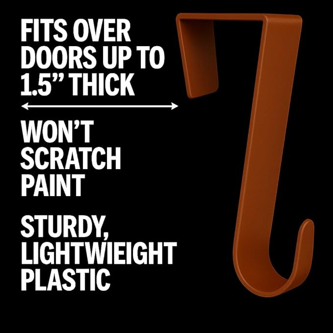 Dependable Industries inc. Essentials Over-The-Door Hanger Hook Set – 4-Pack of 4.5 in., Plastic Over-The-Door Hangers & Over-The-Door Hooks – Over-Door Hooks for Hanging Clothes & Towels (Brown)