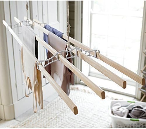 Merriway BH07426 Clothes Laundry Airer Ceiling Dryer Set up Kit Pack, Rack Ends, Single Double Wheel Pulleys, Sash Rope Cleat Hook, White