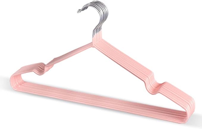 VALINK Coat Hangers Clothes 10 Pack Wire Hangers Heavy Duty Stainless Steel Hangers, Non Slip, Wet or Dry Dual Use Clothes Hanger Nordic Powder