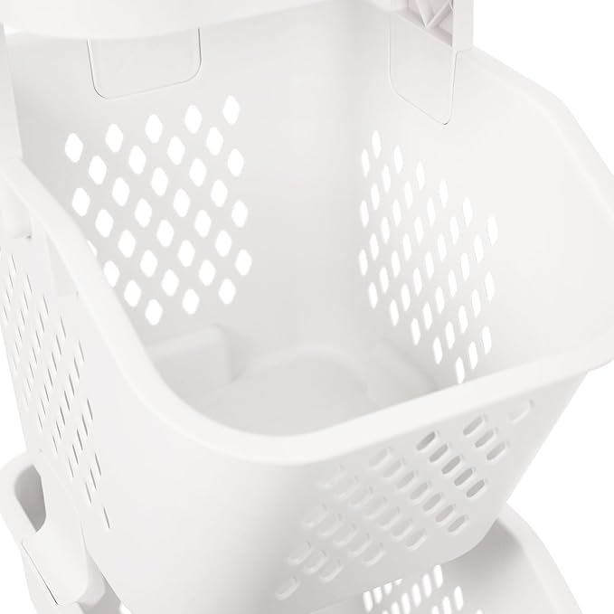 4-Tier Rolling Laundry Hamper, Plastic Laundry Cart Organizer with Wheels, Compact Laundry Baskets, Vertical Rolling Laundry Sorter for Small Space, Dorm, Bathroom