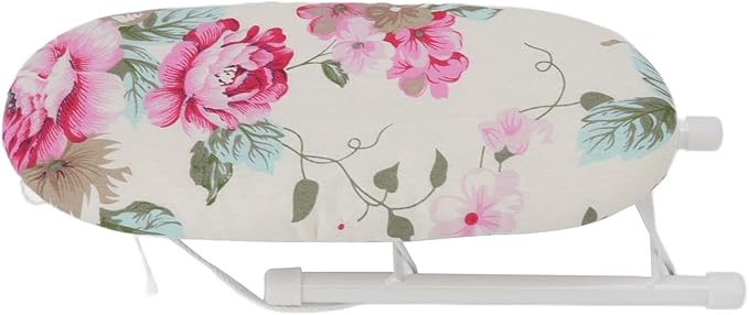 Ironing Board, Heat Resistant Mini Iron Board Foldable Tabletop Ironing Board Portable Iron Board Clothes Ironing Accessories for Home Dorm (Peony Flower)