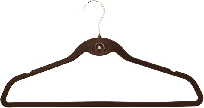 Heavy Duty Velvet Hangers with Cascade Hook, Durable, 360 Degree Rotatable Hook (20, Brown)