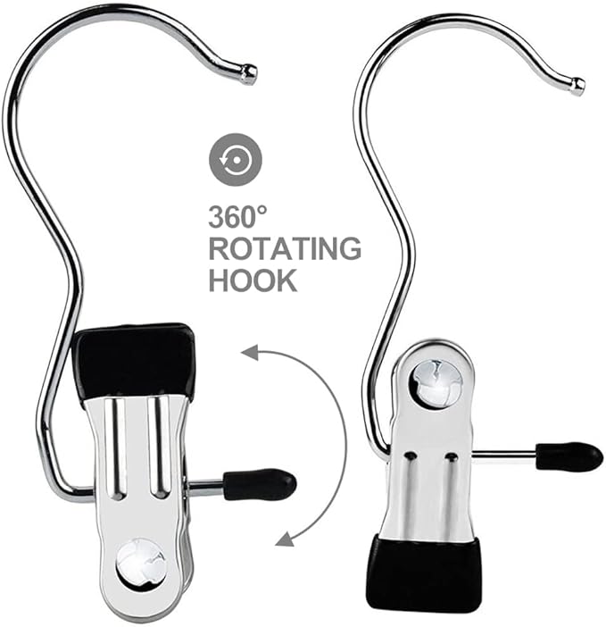 10Pcs Double Adjustable Clips Boots Hangers and 10Pcs Single Hanging Clips Laundry Hooks for Closet, Travel, Tall Boots, Jeans, Hats, Socks, Towels