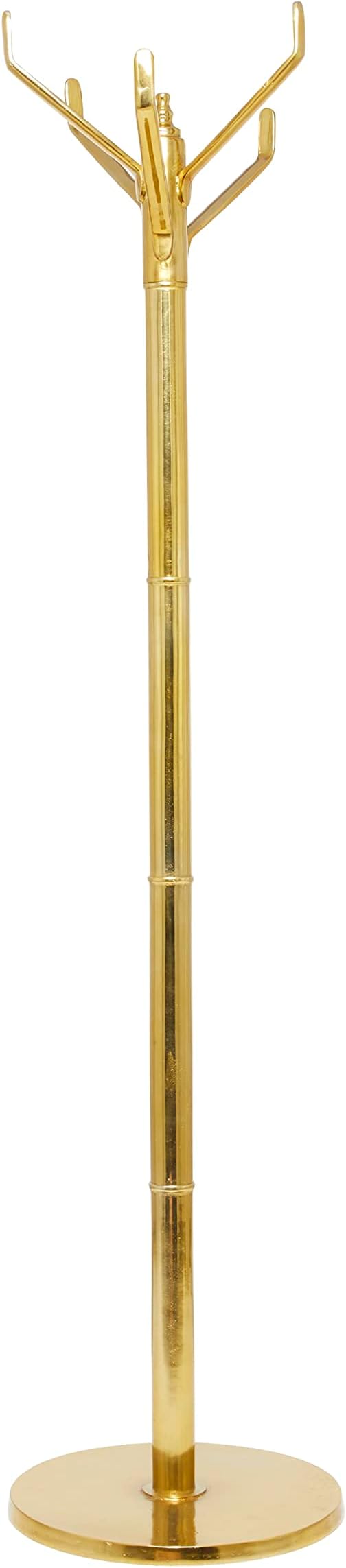 Deco 79 Aluminum Metal 4 Hook Coat Rack, 15" x 15" x 69", Gold