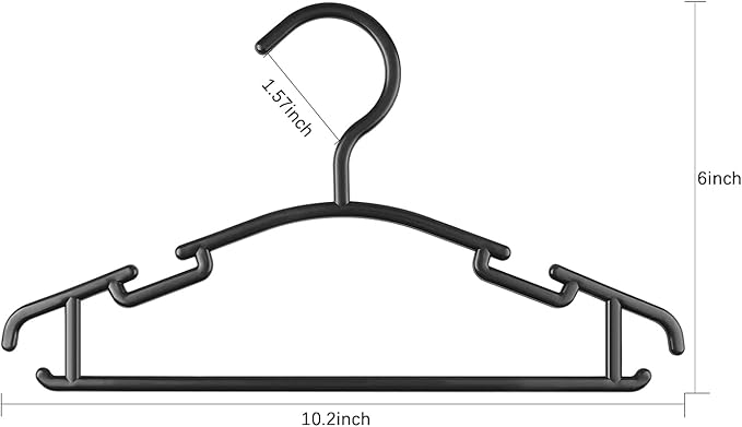 GoodtoU Plastic Baby Hangers, 100 Pack, Black, Suitable for Toddlers, 10.2in x 6in