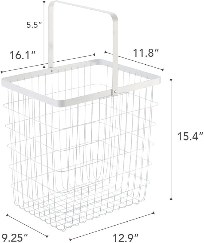 Yamazaki Home Tower Laundry Basket - Storage Hamper, 15" - Steel - 8.75 Gallons, 33 Liters