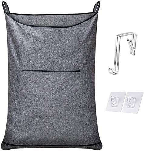 XL Hanging Hamper, Over The Door Hamper with Free Hanging Hooks, Space Saving Over Door Laundry Bag and Laundry Basket for Storage, 2 Pack, (36x22Inch Pop Heather Grey)