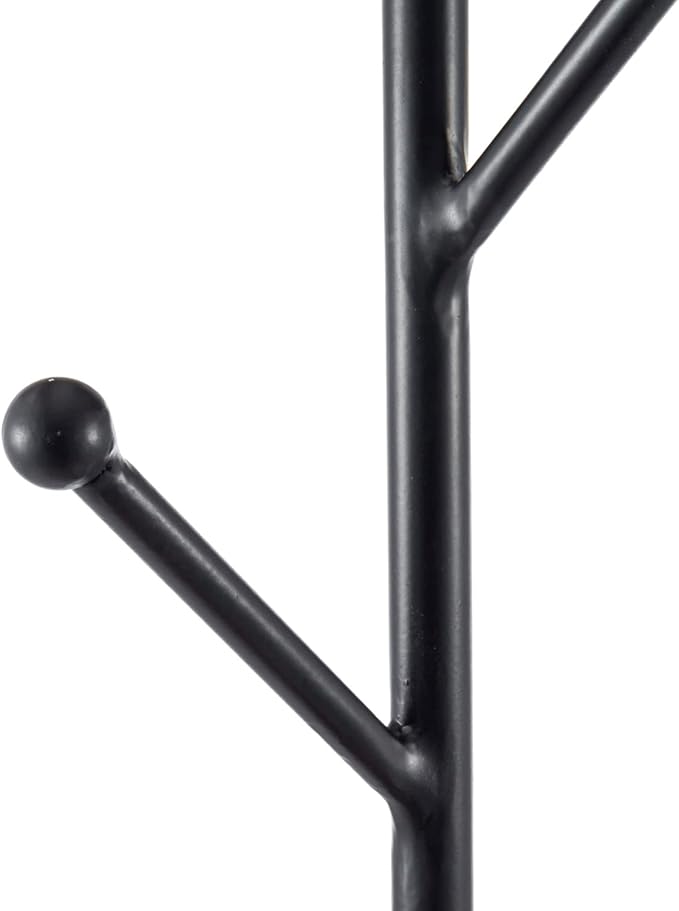 MyGift Wall Mounted Matte Black Metal 6-Hook Entryway Coat Hanger and Hat Tree Rack