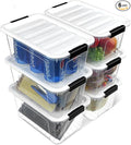 NUMIFUN Plastic Storage Bins with Lids 6 Pack, 7 Quart Storage Containers with Black Buckle Latch, Stackable Storage Containers for Home Pantry Office Classroom Organization, White