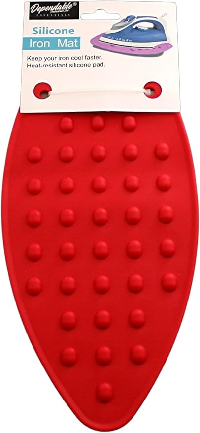Dependable Industries Inc. Essentials Ironing Board Pad to Use Anywhere Quilted Magnetic Corners Iron Anywhere Travel Home with Silicone Heat Resistant Iron Rest Pad (Red)