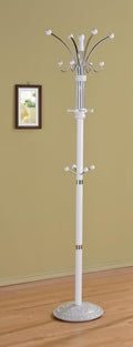 EHP Six Foot Wood and Chrome Coat Rack White Finish