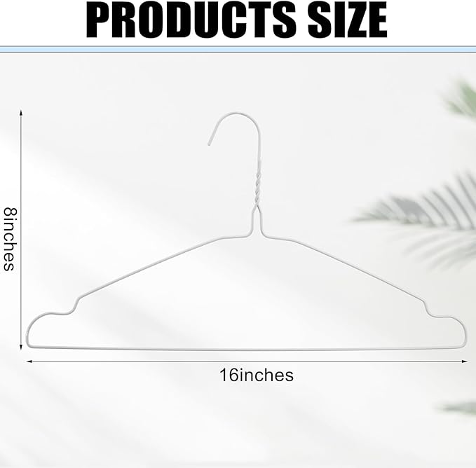 120 Pcs Wire Hangers Bulk 16" Dry Cleaner Hangers for Clothes Caped Clothing Pants (White,Groove)