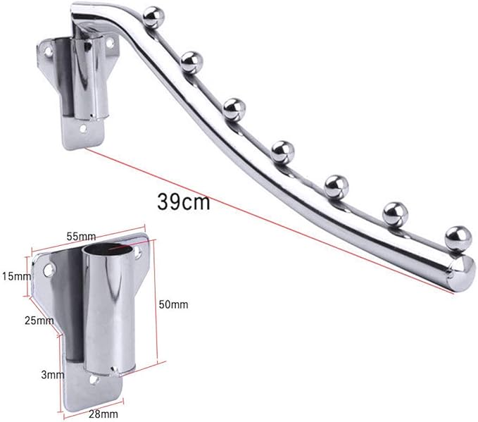 Folding Wall Mounted Clothes Hanger Rack, Stainless Steel Garment Hooks with Swing Arm Holder, Space Saver Clothing Hanging System Closet Storage Organizer with Screws for Bedroom Laundry Room, 1 Pack
