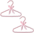 Pearl Pet Clothes Hanger Small Dog Garment Rack with Decorative Bow Lightweight Plastic Coat Hangers for Pet Clothes Storage 7.87X6.29X0.39In