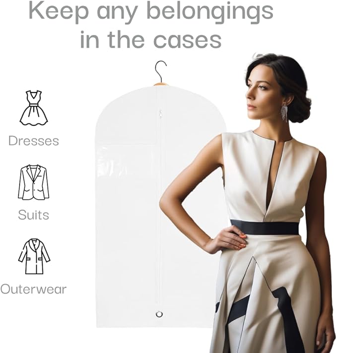 Trend CaseUK Garment Bags for Hanging Clothes, Suit Hanging Garment Bags, Zippered Garment Bags with Clear Window, Breathable Garment Covers for Suits, Dresses, Closet Storage and Travel, 60in(1 Pack)