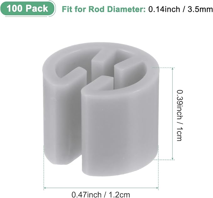 100-Pack Clothes Hanger Markers Blank, Plastic Garment Color Coded Size Clips Fit 3.5mm Rod for Clothing/Wire Hangers, Colored Coding Marker [Gray]