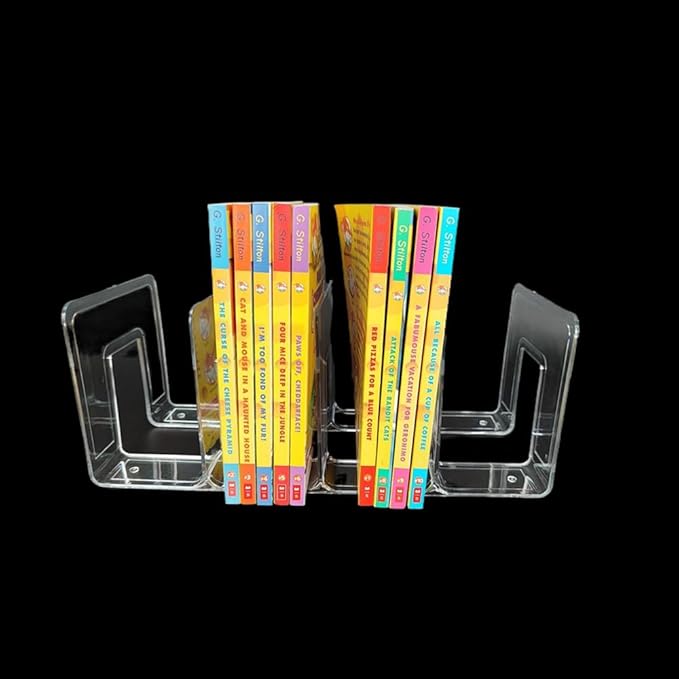 Plastic Purse Storage Organizers for Closet, Clear Clutch Shelf Dividers with 4-Slot, Bag Handbag Shelf Storage Holder to Keep Purses upright for Space-Saving Bookshelf Separator Dividers (2 Pack)
