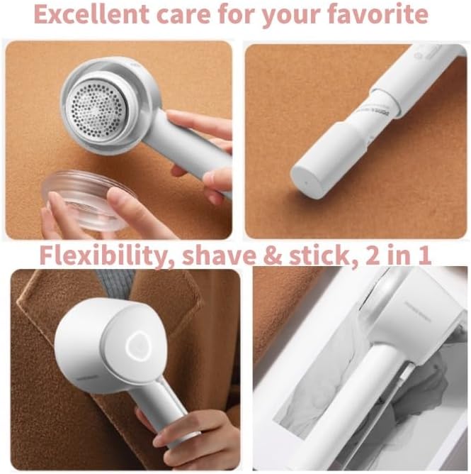 2-in-1 Electric Lint Remover & Fabric Shaver | Sweater Defuzzer with 3 Speeds, 6 Stainless Steel Blades, and Built-in Lint Roller | USB-C Rechargeable for Clothes, Furniture, and Pet Hair