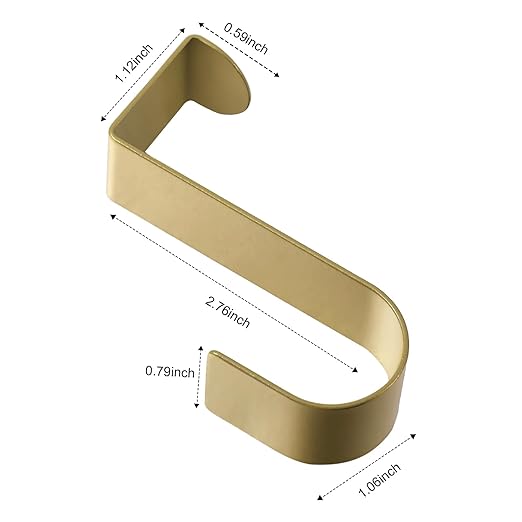 Hotop 12 Pcs Over The Cabinet Drawer Door Hooks 1.12 Inch for Hanger in The Cabinet Decoration Hooks Sturdy Metal Z Shaped Hanger Peg for Bathroom Clothes Towel(Gold)