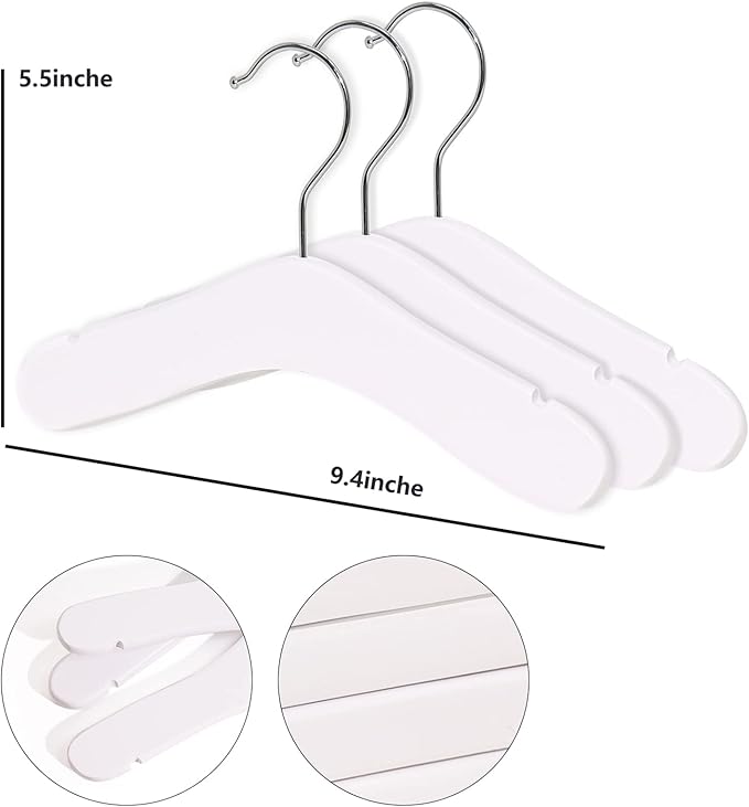 10pcs Baby Children's Wooden Hangers Natural Wooden Kids Hanger Coat Clothes Toddler Hangers for Baby Clothes Closet