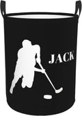 Personalized Laundry Basket for Nursery, Custom Nursery Laundry Hamper with Name, Customize Baby Clothes Circular Hamper for Boys Girls Room Decor, Hockey