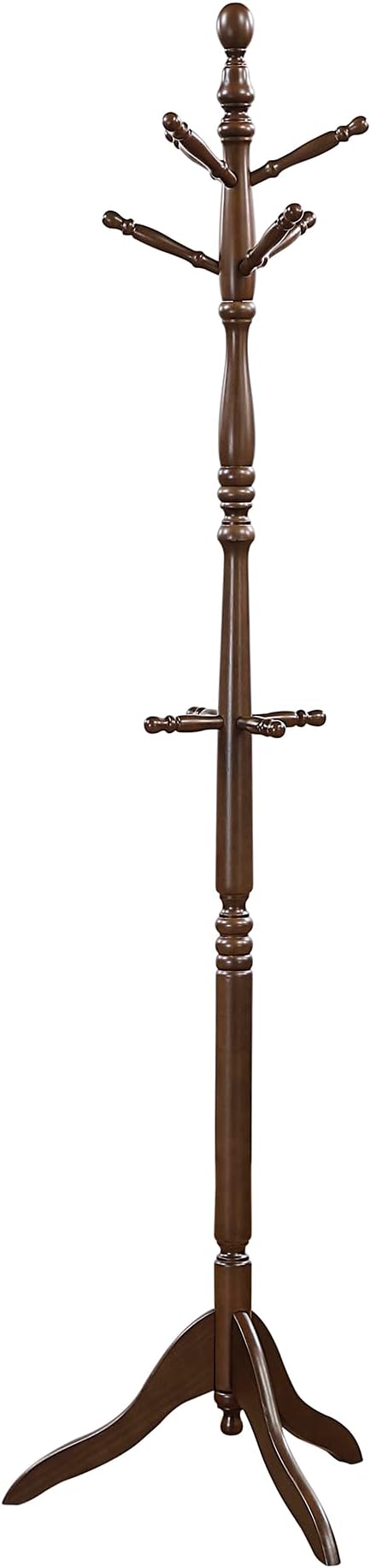 Lexicon Sturdy Solid Wood Coat Rack Stand with 10 Hanging Hooks for Hats,Scarves, Handbags, 3-Tier Wooden Coat Rack Freestanding Tree Used in Bedroom, Entryway, Hallway, Office, Dark Brown