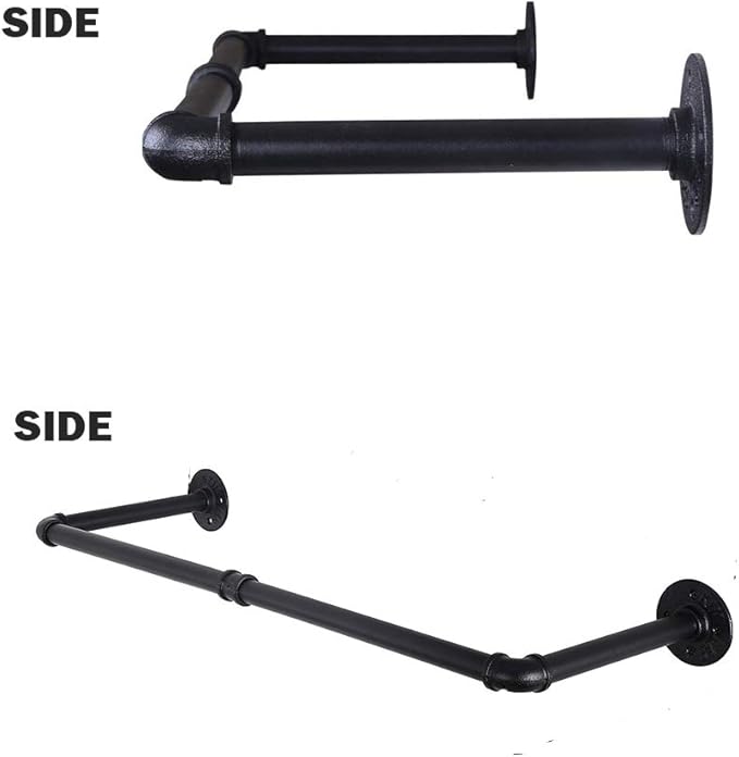 Industrial Pipe Clothes Rack, Black Iron Garment Bar Wall Mounted Decor, Heavy Duty Detachable Garment Racks, Multifunction Hanging Rod for Room Storage, 36.33 ”Length