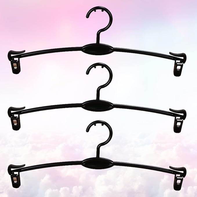 Homoyoyo 15pcs Laundry Bra with Holder Pants for Simplicity Underwear Clothes Support Dresses Trousers Shop Hangers Panties Rack Black Plastic Coat Drying Home Skirt Clips Practical
