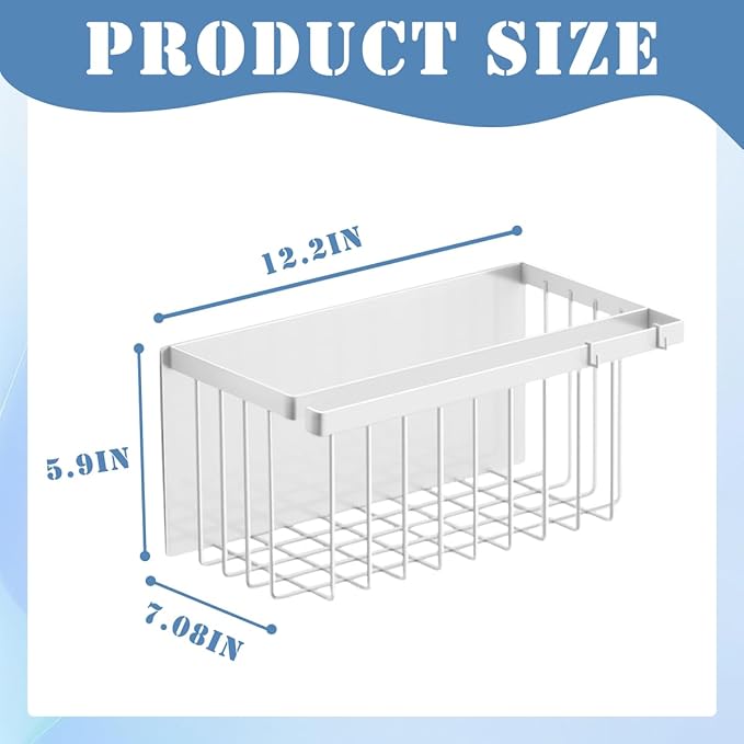 Magnetic Basket Storage Rack, White Multi-Functional Magnetic Rack, Magnetic Clothes Drying Ball Storage Rack, for Office Documents, Packaging Foil, Spices,Plastic Food Hook Boards