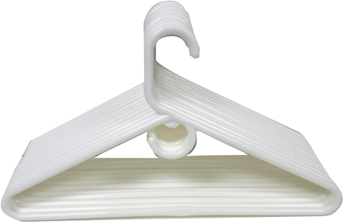 9PC Heavy Duty Plastic Tubular Cloth Hangers - White