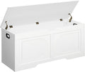 Storage Chest, 43.3” Toy Box, Entryway Storage Trunk, Shoe Bench with Storage, Engineered Wood Storage Cabinet with 2 Safety Hinges, Entrance Bench for Living Room, White SCWT2101