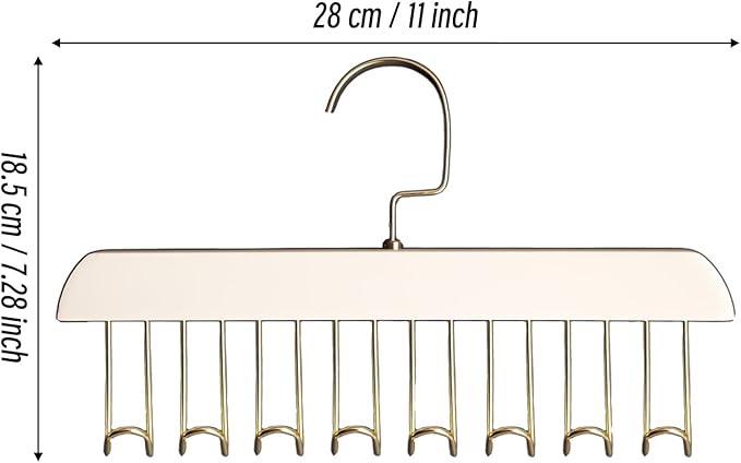 Belt Hanger 2Pcs Belt Hanger with 16 Hooks Bra Hangers for Closet,Space-Saving Wooden Closet Hanger Organizer for Ties, Scarves, Bras,Tank, Tops(White)