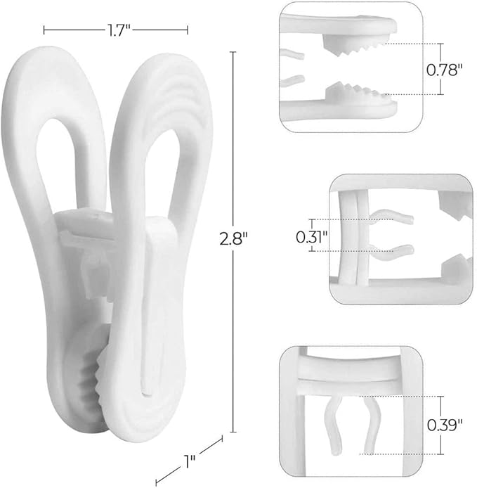 Strong Plastic Hanger Clips - Multi-use for Jeans, Skirts, Sweaters & Pants (30Pcs White)